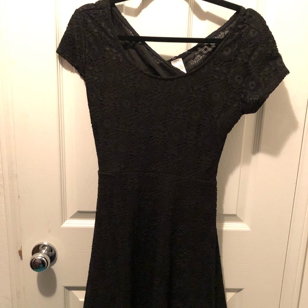 Lace Black T Shirt Dress